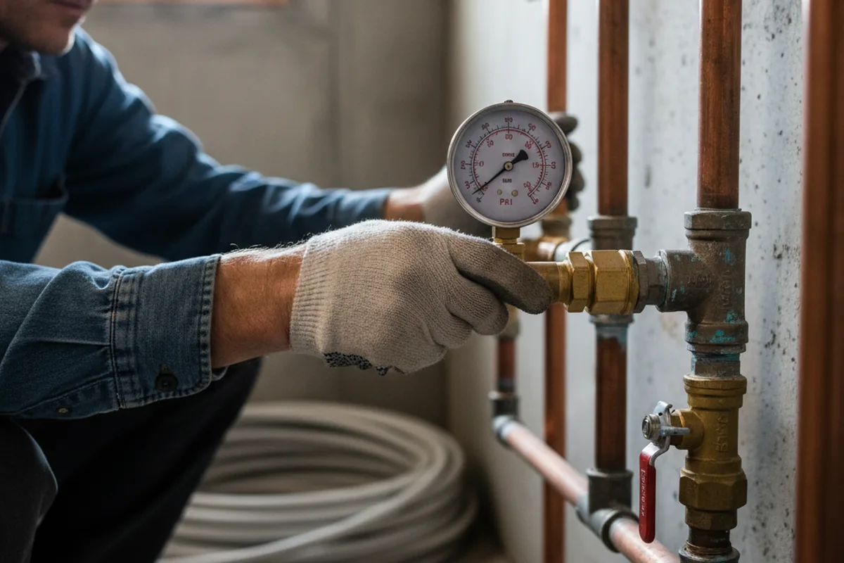Pressure testing a repaired line during Water Line Repair in Hi Hat